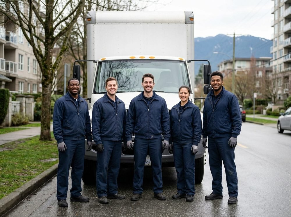 The Moving Services Vancouver team standing by their moving truck